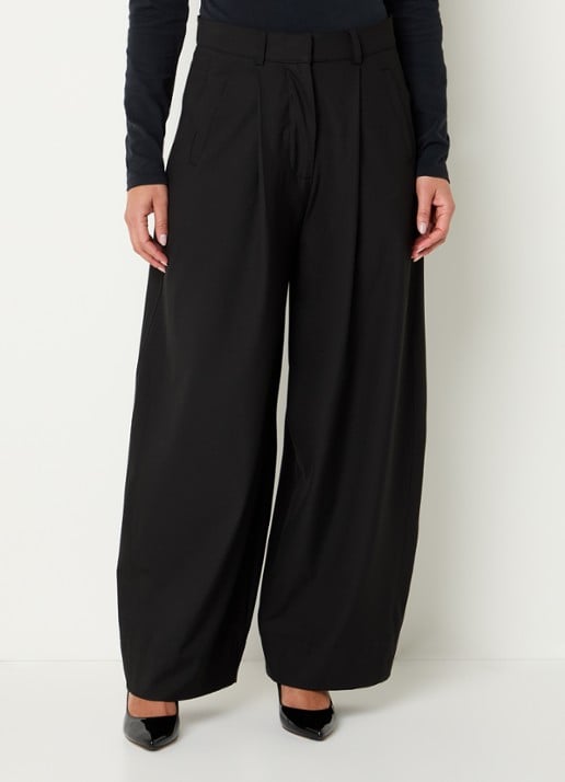 by-bar Jule mid waist wide fit pantalon met steekzakken