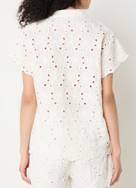 by-bar Karly blouse met broderie - achterkant 2 gebroken wit