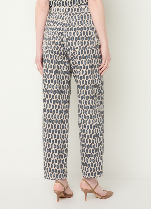 by-bar Lew high waist straight leg jeans met print - achterkant 5 donkerbeige