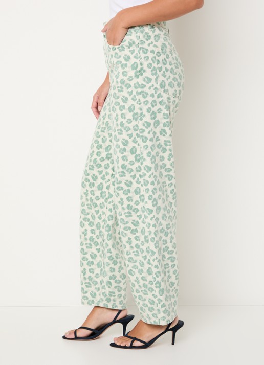 by-bar Lew high waist tapered jeans met panterprint - detail 2 lichtgroen