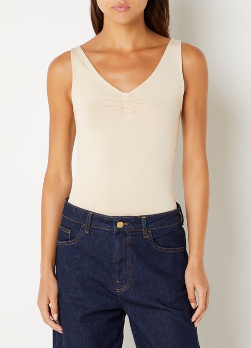 by-bar Lia tanktop met stretch - detail beige