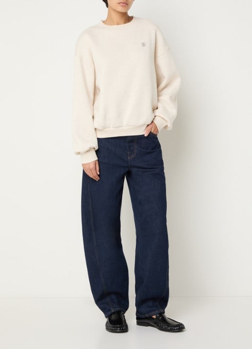 by-bar Lili Lucky sweater met backprint en glitter - voorkant 3 creme