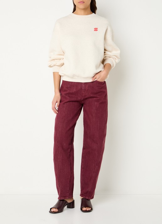 by-bar Lili sweater met front- en backprint - voorkant 4 creme