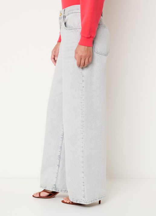 by-bar Lilo high waist wide leg jeans met strikceintuur - detail 5 lichtgrijs
