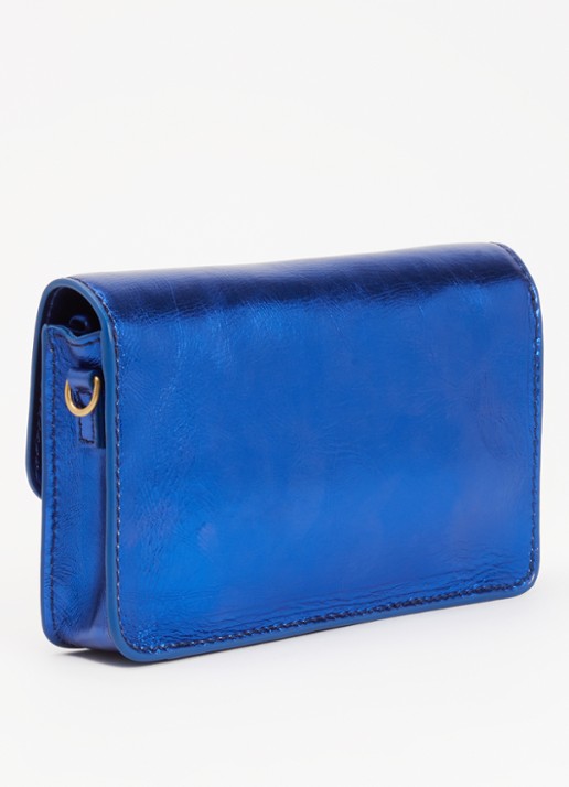 by-bar Loua crossbodytas met metallic finish - achterkant 4 kobaltblauw