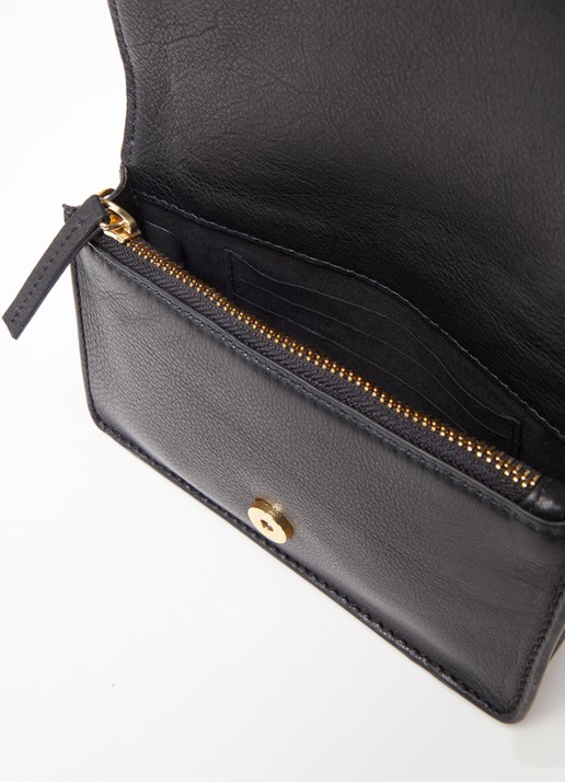 by-bar Loua crossbodytas van leer - detail 2 zwart