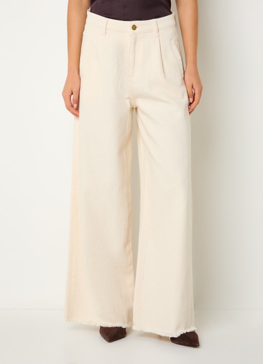 by-bar Lux high waist wide leg jeans met gekleurde wassing - detail 4 creme