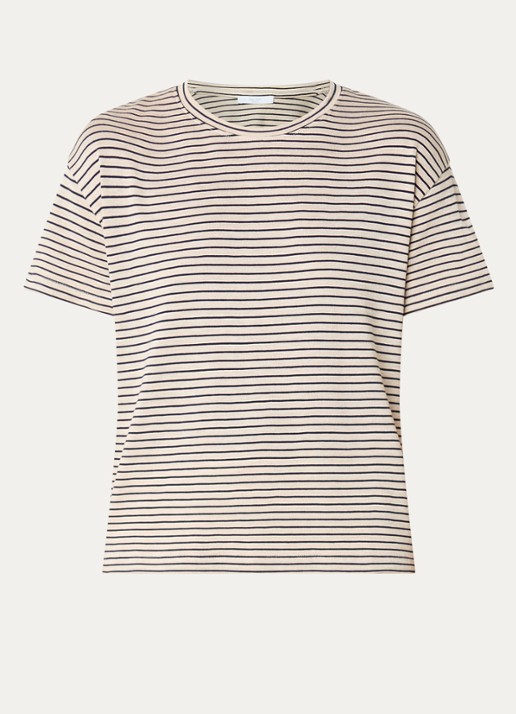 by-bar Mace T-shirt met streepprint - voorkant gebroken wit