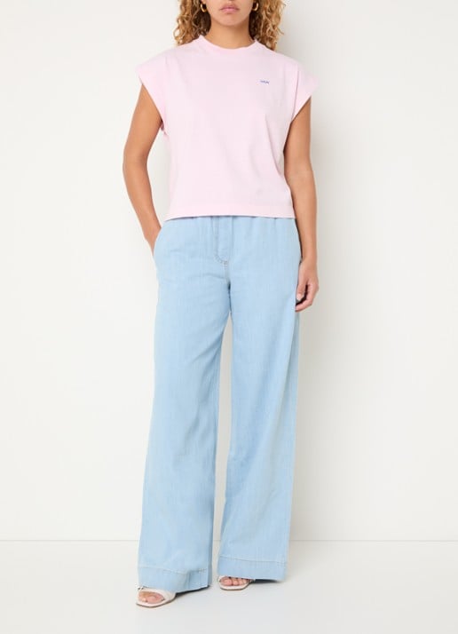 by-bar Mason T-shirt met borduring - voorkant 4 lichtroze