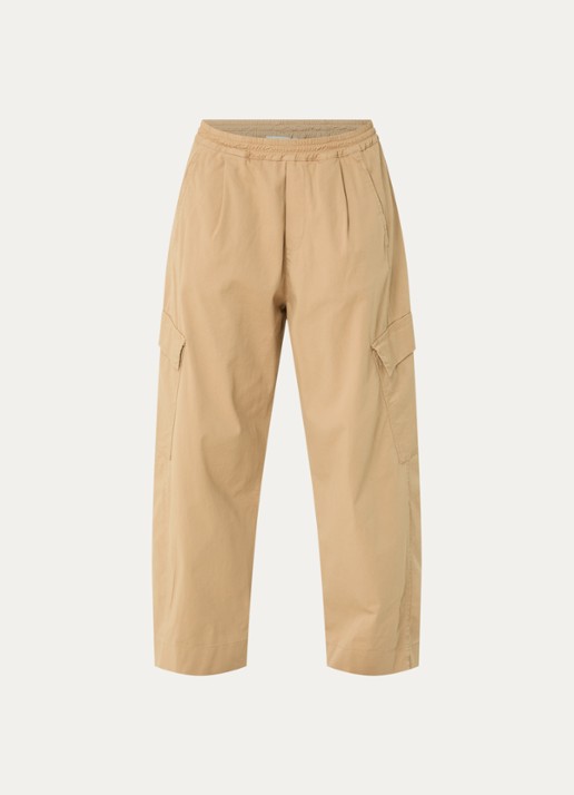 by-bar Matcha high waist tapered fit cargobroek met klepzakken - voorkant 2 camel