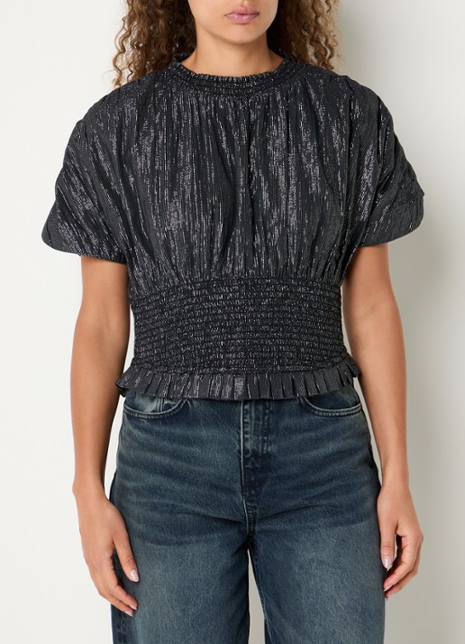 by-bar Melia top met lurex en ronde hals