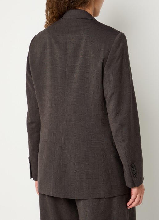 by-bar Mikkel blazer met klepzakken en schoudervulling - achterkant donkerbruin