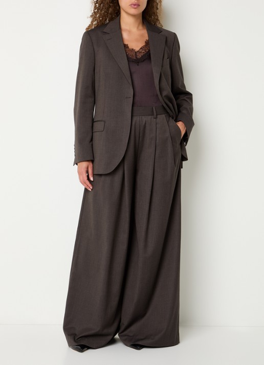 by-bar Mikkel blazer met klepzakken en schoudervulling - voorkant 4 donkerbruin