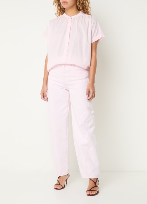 by-bar Minte blouse met streepprint - voorkant 3 lichtroze