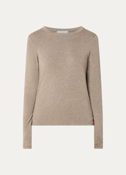 by-bar Moky top in wolblend met ronde hals - voorkant 3 beige