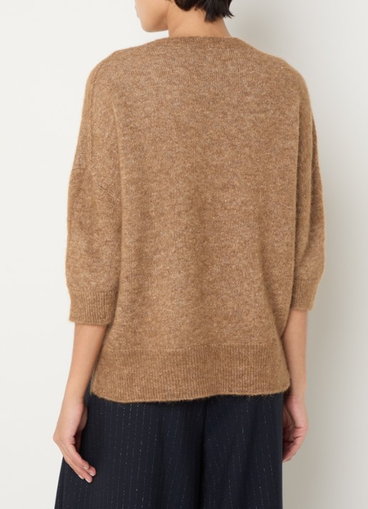 by-bar Molly Sparkle pullover in alpacawolblend met lurex   - achterkant 4 camel