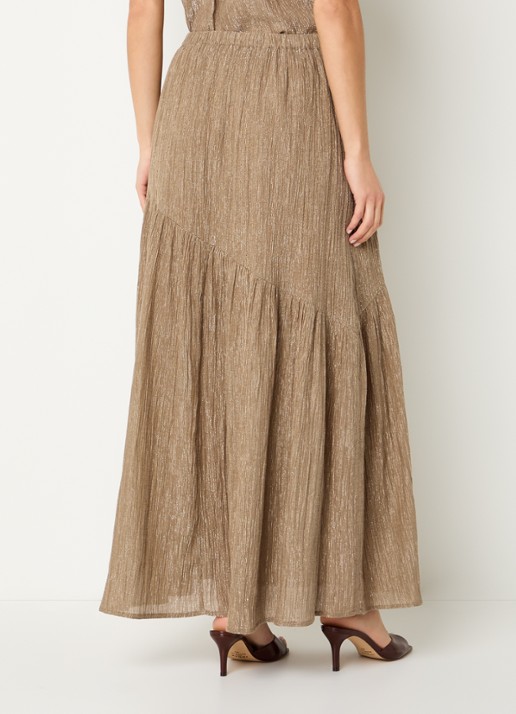by-bar Myra midi rok met lurex - achterkant lichtbruin