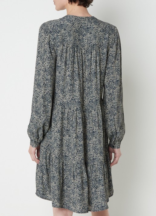 by-bar Nono gelaagde mini blousejurk met print - achterkant blauw