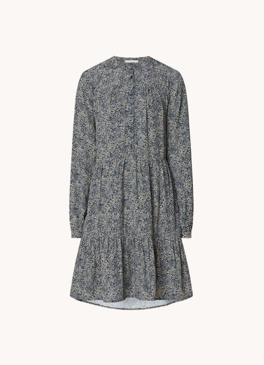 by-bar Nono gelaagde mini blousejurk met print - voorkant 3 blauw