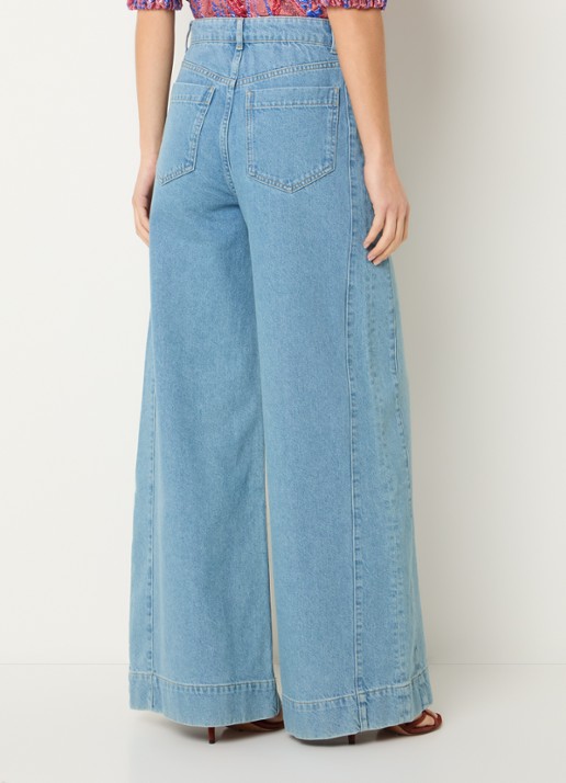 by-bar Nono high waist wide leg jeans met lichte wassing - achterkant indigo