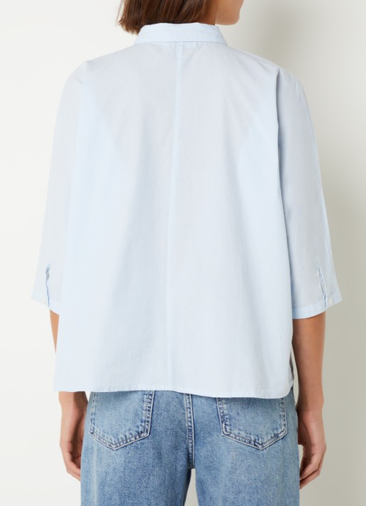 by-bar Norel blouse van chambray - achterkant lichtblauw