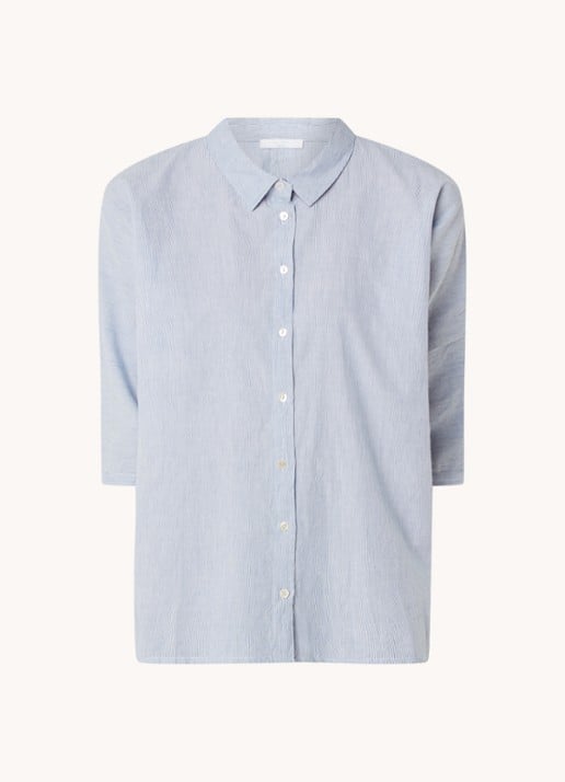 by-bar Norel oversized blouse met streepprint - voorkant lichtblauw
