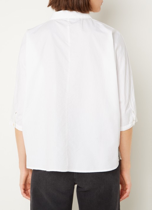 by-bar Norel Poplin blouse met halflange mouw - achterkant 4 wit