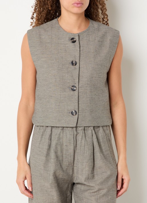 by-bar Nori gilet in linnenblend