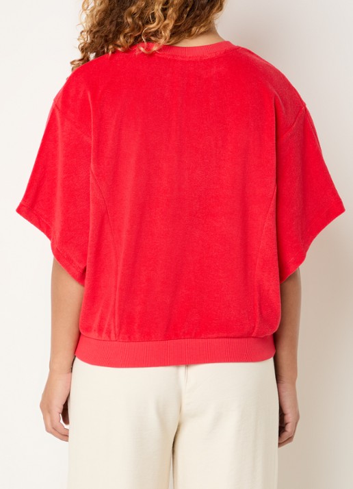 by-bar Nuki top van badstof - achterkant 4 rood