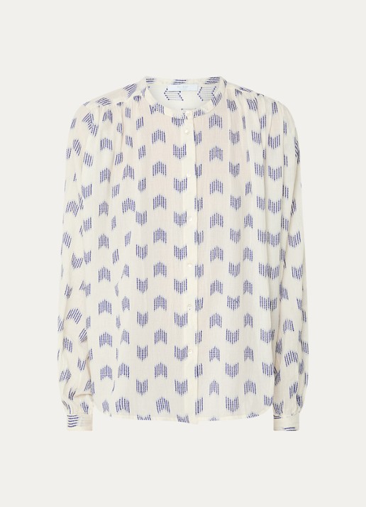by-bar Nyka blouse met print - voorkant 2 gebroken wit