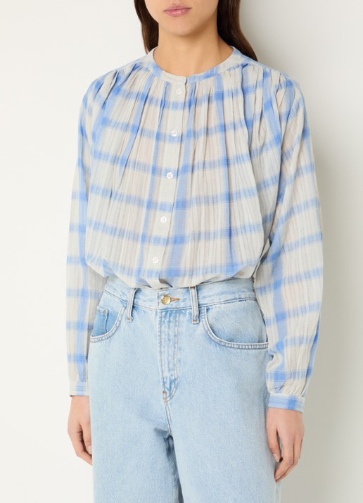 by-bar Nyka blouse met ruitdessin