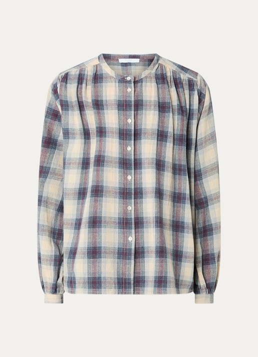 by-bar Nyka blouse met ruitdessin - voorkant 3 donkerblauw