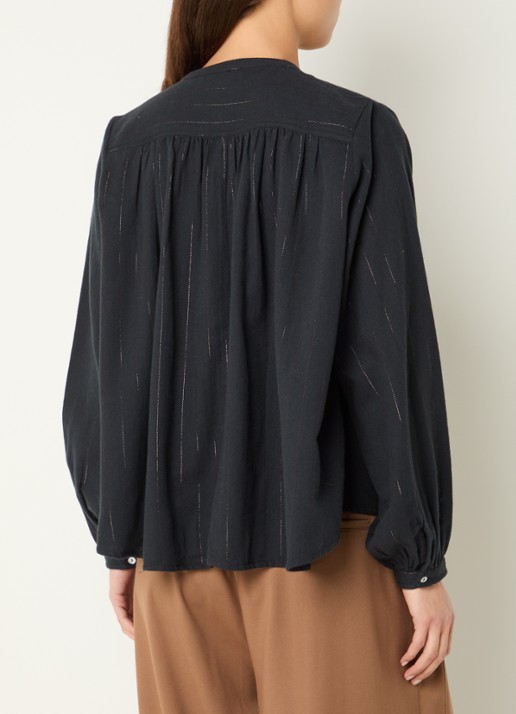 by-bar Nyka blouse met streepprint - achterkant 4 donkerblauw