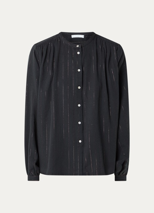 by-bar Nyka blouse met streepprint - voorkant 2 donkerblauw