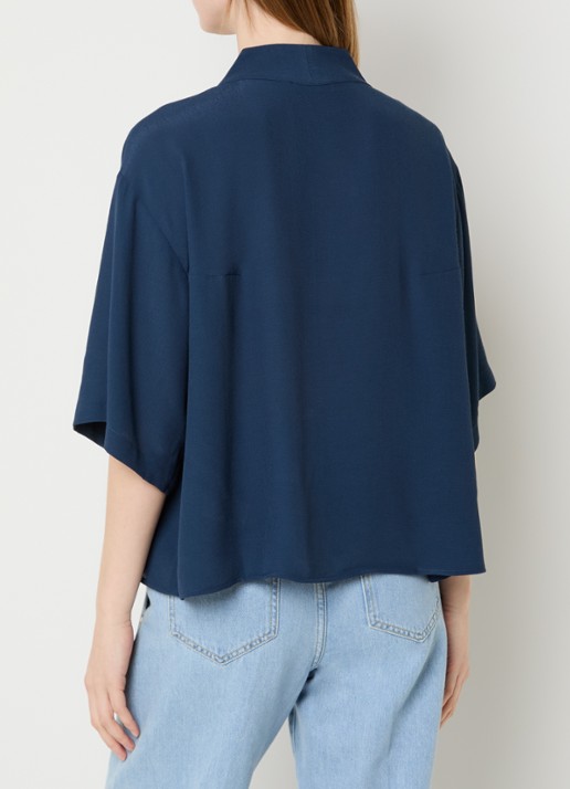by-bar Owen tuniek met V-hals - achterkant 3 donkerblauw