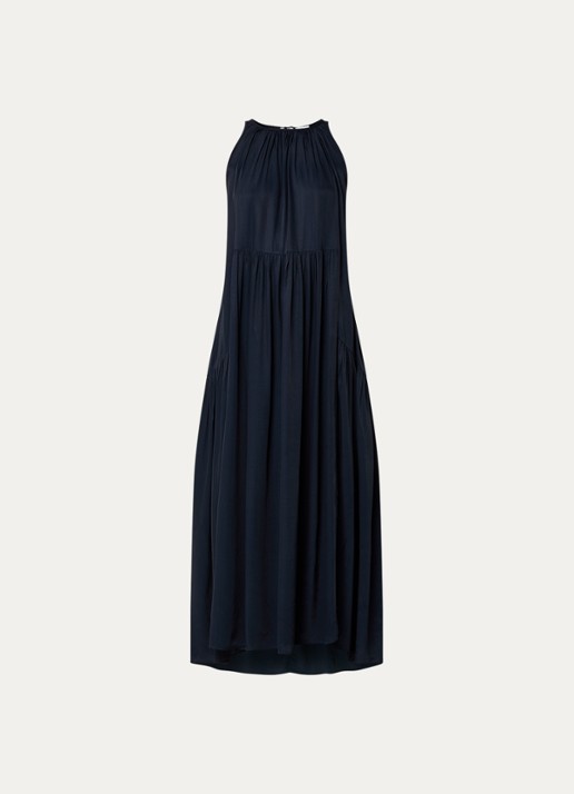 by-bar Peggy maxi jurk met steekzakken - voorkant 2 donkerblauw