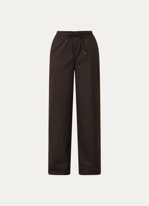 by-bar Pelle high waist wide fit broek met steekzakken - voorkant 3 bruin