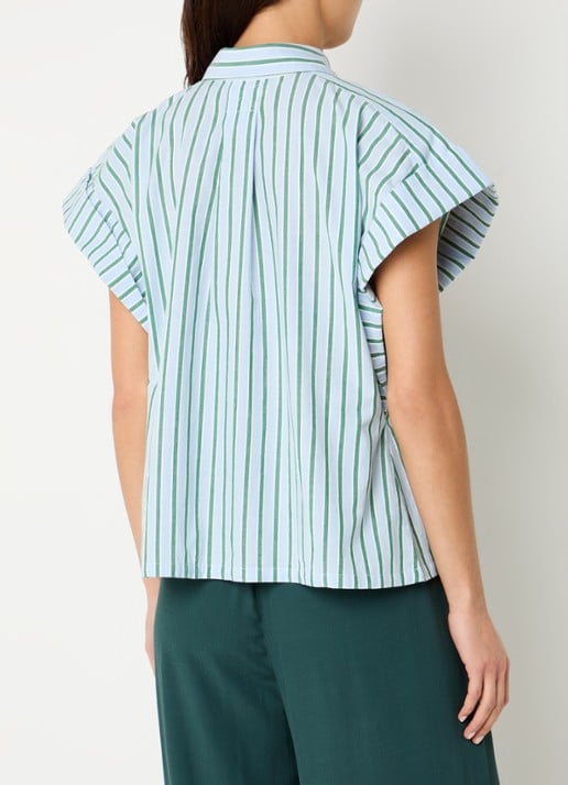 by-bar Pixie Sea blouse met streepprint en vlindermouw - achterkant 4 lichtblauw