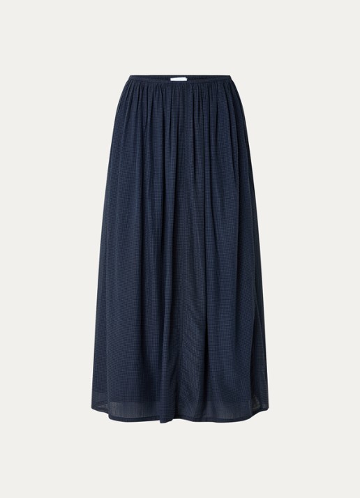by-bar Reva maxi rok met structuur - voorkant 3 donkerblauw