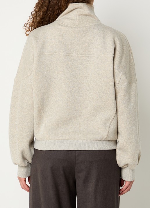 by-bar Roos sweater met opstaande kraag en halve rits - achterkant beige