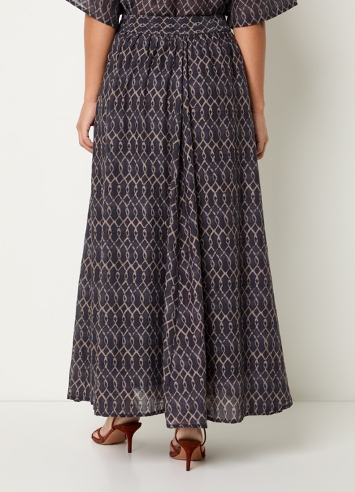 by-bar Ruby midi rok met print - achterkant 3 antraciet