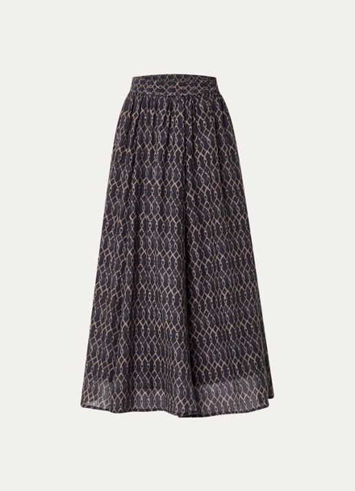 by-bar Ruby midi rok met print - voorkant antraciet