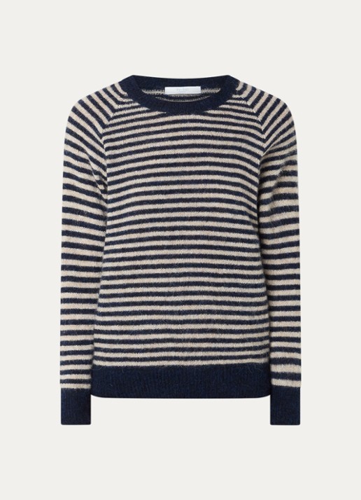 by-bar Sally grofgebreide trui in alpaca wolblend - voorkant 2 donkerblauw