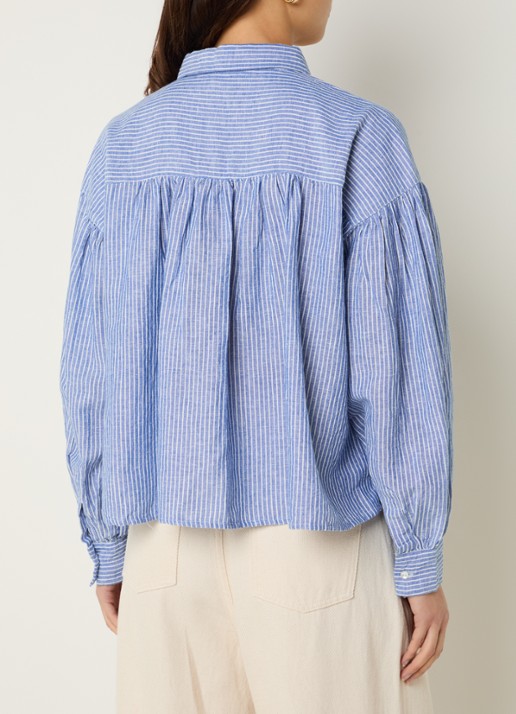 by-bar Sarah blouse met streepprint - achterkant 4 donkerblauw