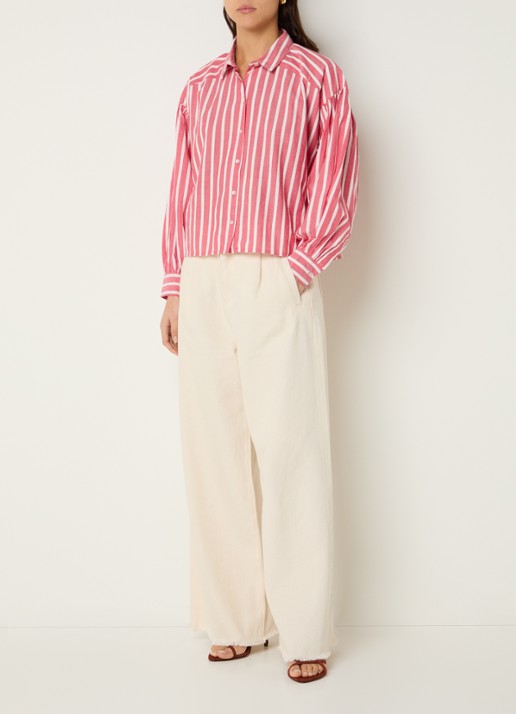 by-bar Sarah blouse met streepprint - voorkant 4 rood