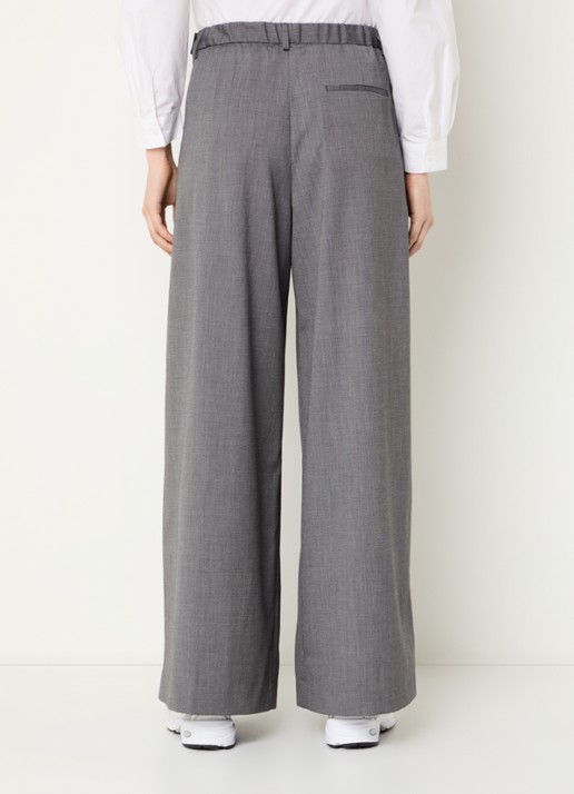 by-bar Sef high waist wide fit pantalon met steekzakken - achterkant 4 middengrijs