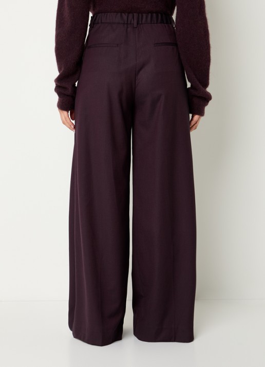 by-bar Sef high waist wide fit pantalon met steekzakken - achterkant aubergine