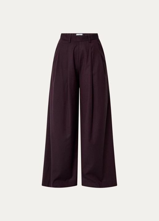 by-bar Sef high waist wide fit pantalon met steekzakken - voorkant 3 aubergine