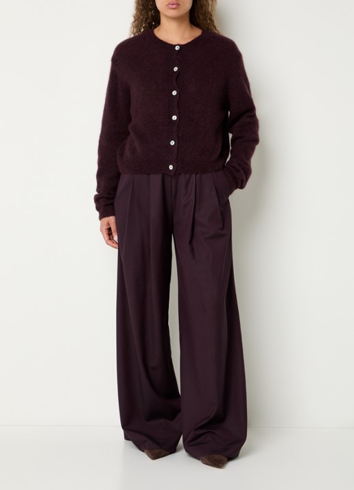 by-bar Sef high waist wide fit pantalon met steekzakken - voorkant 4 aubergine