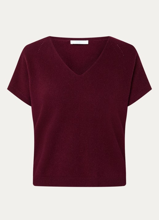 by-bar Sil fijngebreide pullover van merino wol - voorkant bordeauxrood